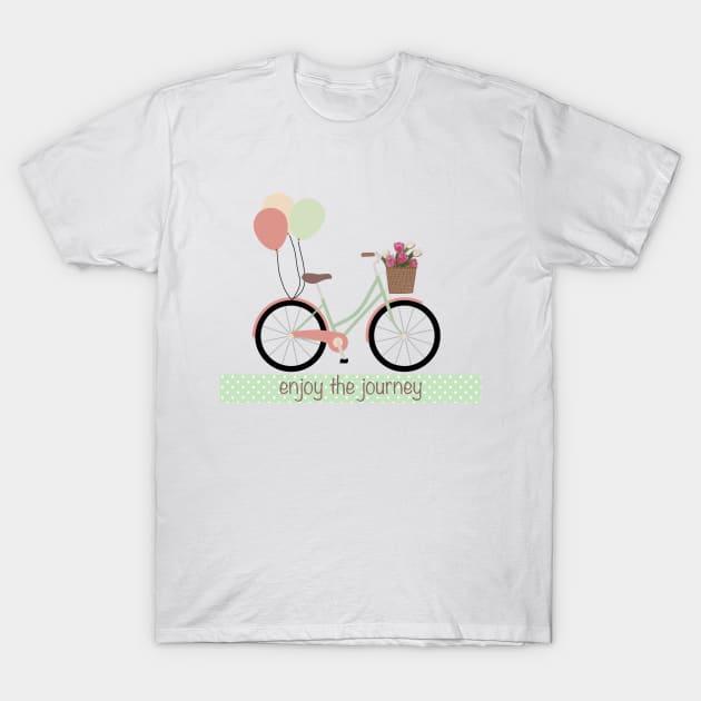 Bike with Balloons "Enjoy the Journey" T-Shirt by Whoopsidoodle